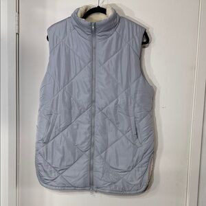 Zeagoo Light Dove Blue Cream Fleece Zipper Up Vest Jacket size Small